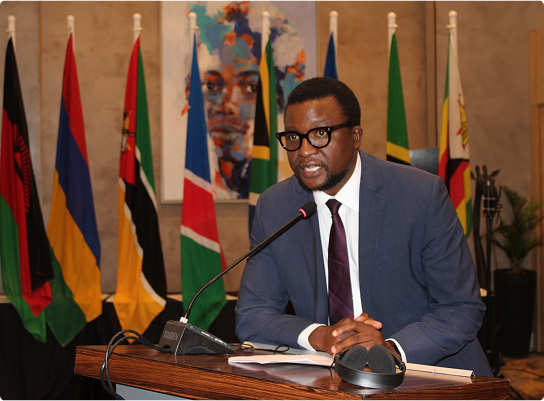 Ron Chari presenting at the 56th Plenary Session of the SADC PF Plenary Session December 2024, Zambia